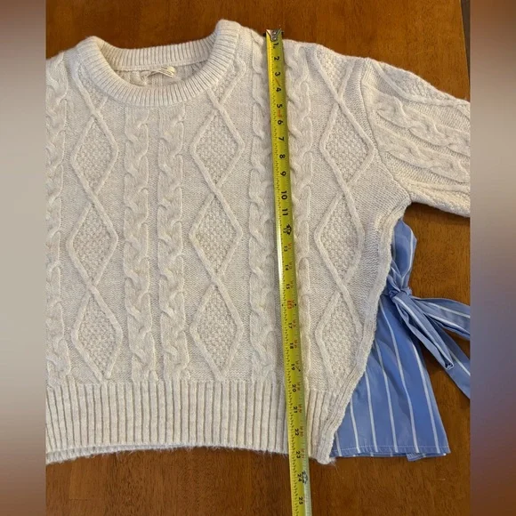 Anthropologie Women’s Oversized Cream Cable Knit Layered Sweater Size M - Picture 8 of 9